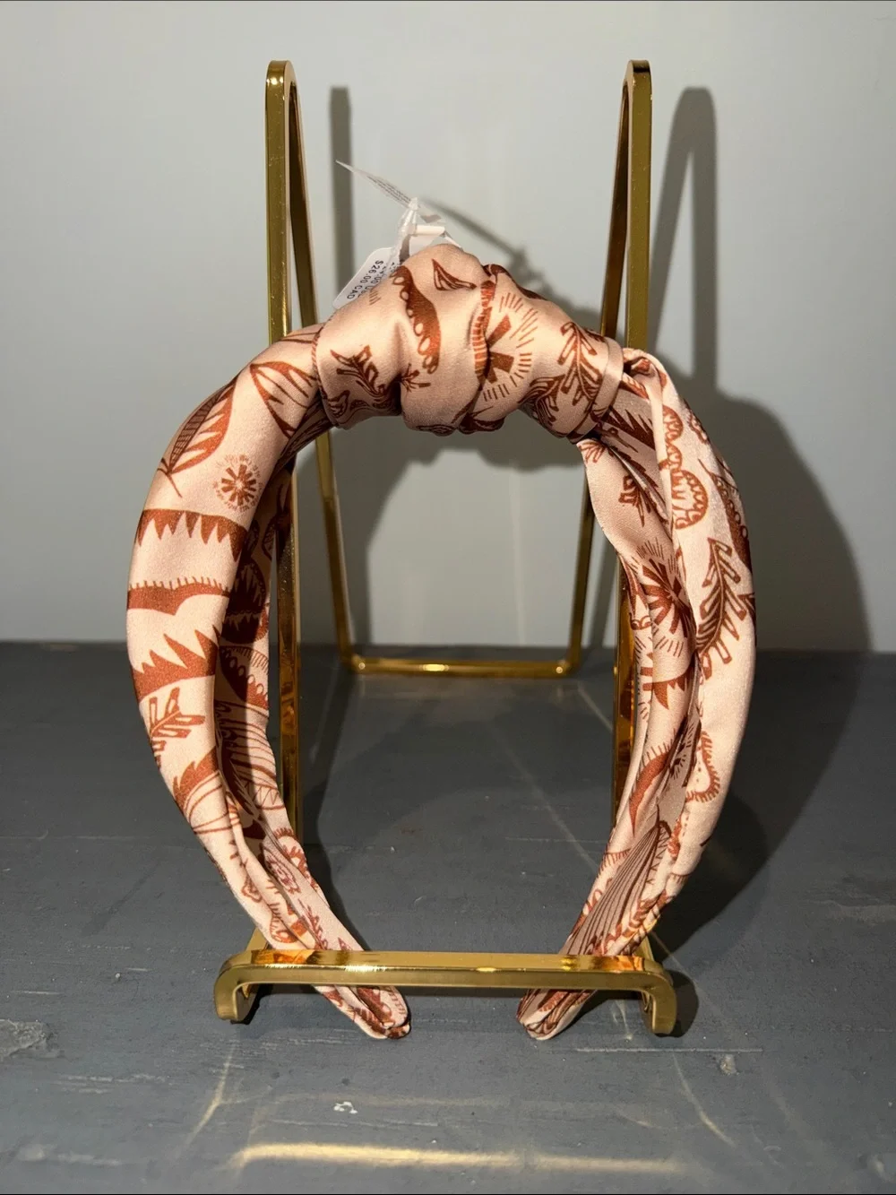 Anthropologie Tan and Rust Patterned Knotted Headband